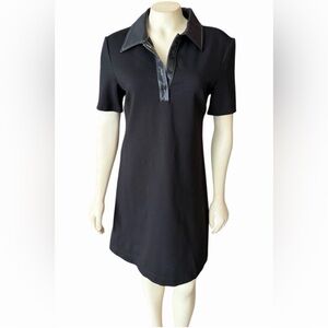 STAUD Short Black Dress with Leather Accents (New Without Tags); Size Small